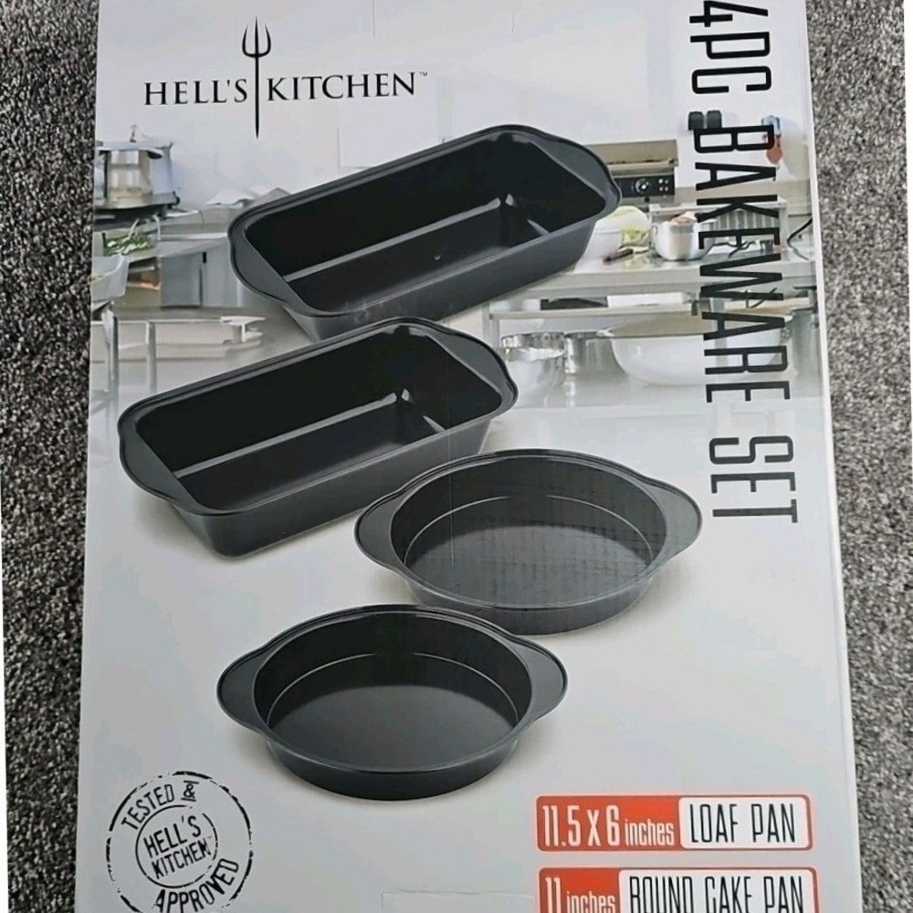 Gordon Ramsay Hell's Kitchen Bakeware Set Black 4PC Non-Stick Cake & Loaf Pans